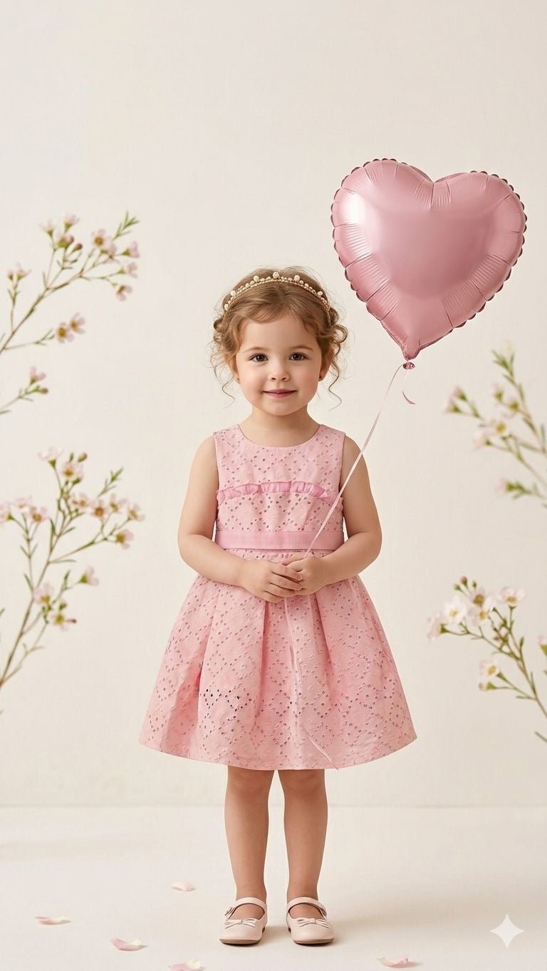 Pink Eyelet Ruffle Dress