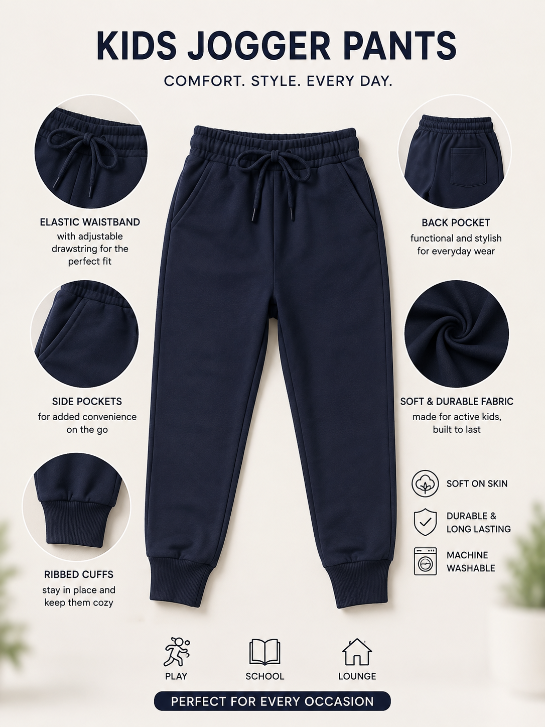 Basic Navy Boys Joggers