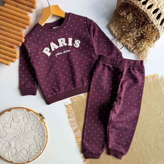 Girls “Paris” Polka Set - Raspberry