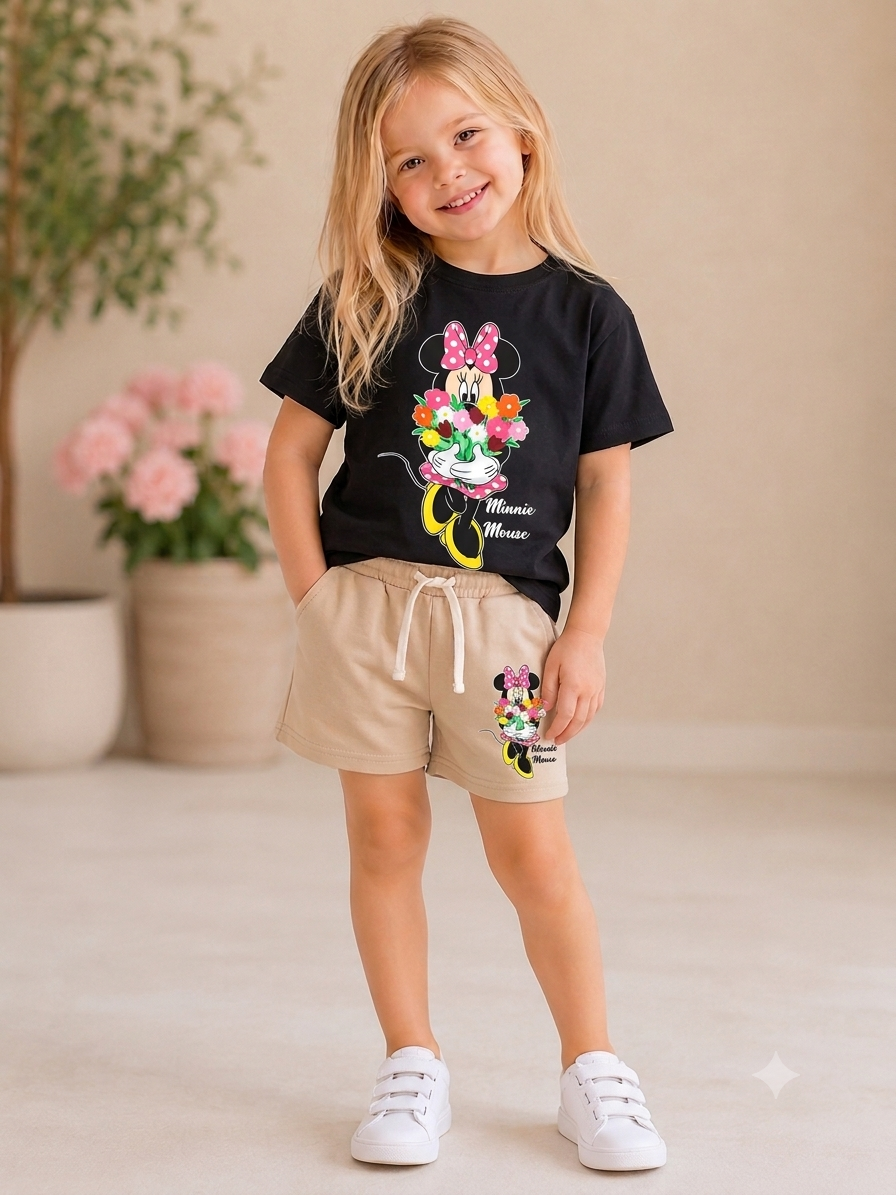 Girls Cotton Shorts Set “Minni Mouse🪷”