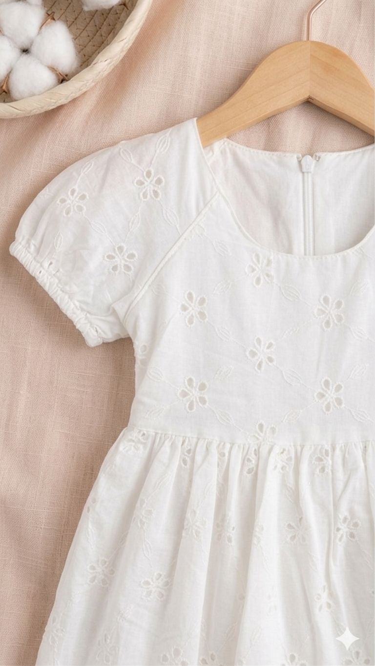 White Floral Eyelet Dress
