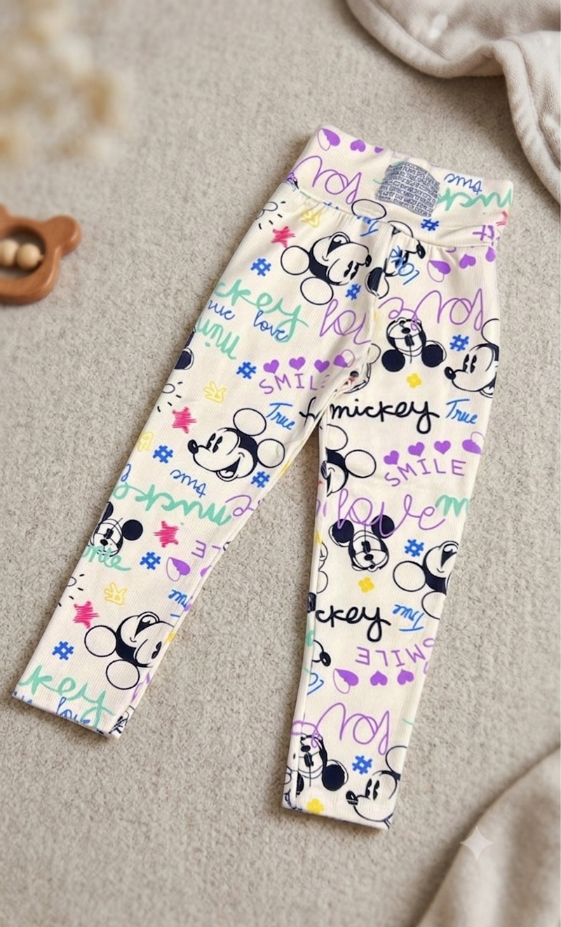 Girls Mickey Print Rib Leggings
