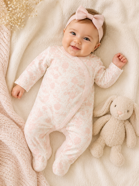 Girls Pink floral Baby Overall