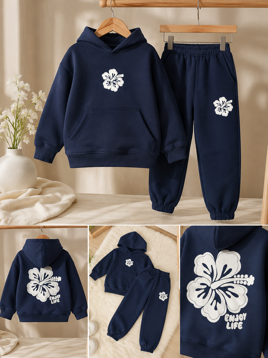 Floral Navy Tracksuit Girls Set