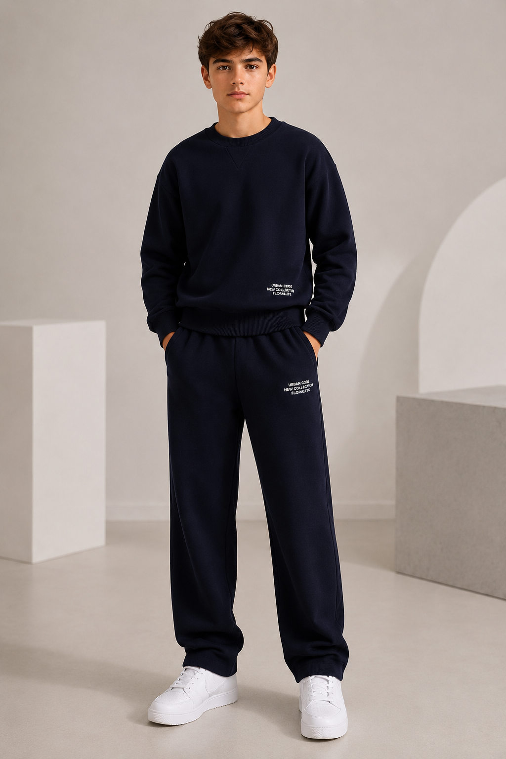 Classic Deep Navy Cotton Boys Tracksuit