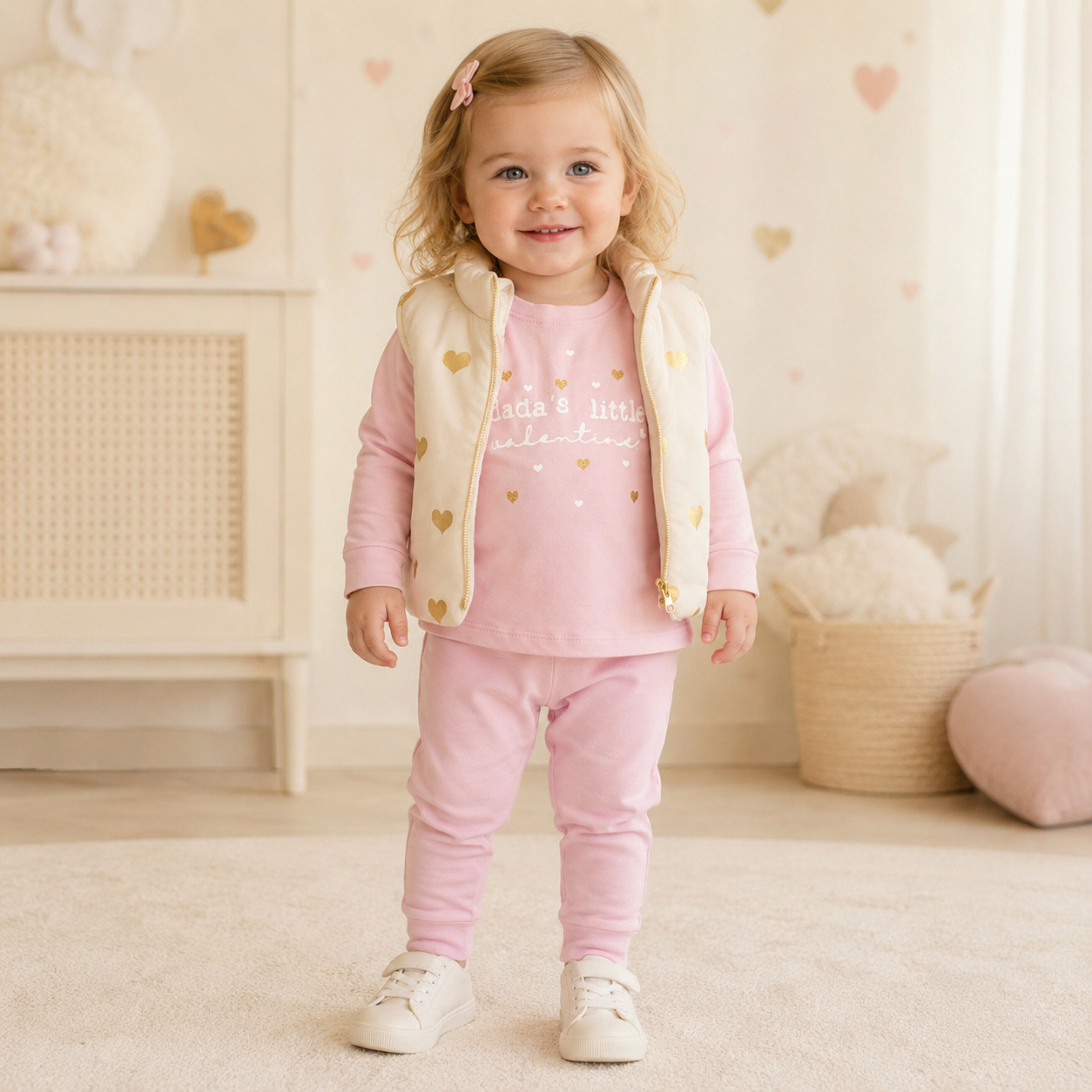Girls Heart Cotton Set + Puffer Vest