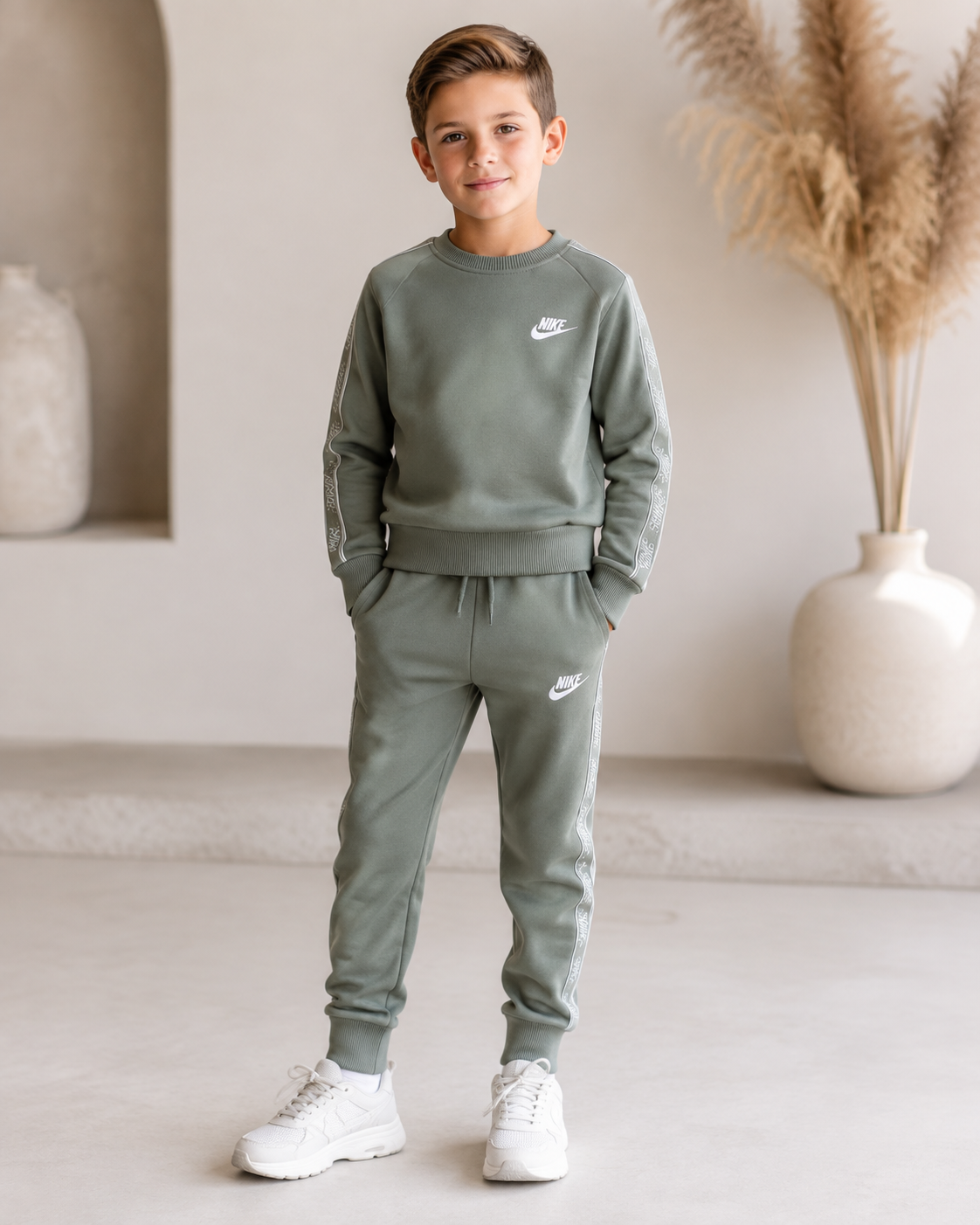 Boys Nike Cotton Set - Sage Green