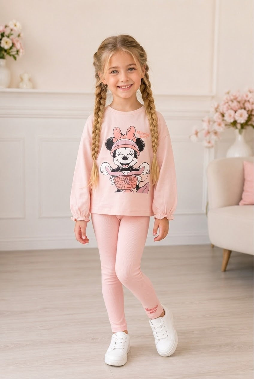 “Minnie ” Girls Cotton Leggings Set
