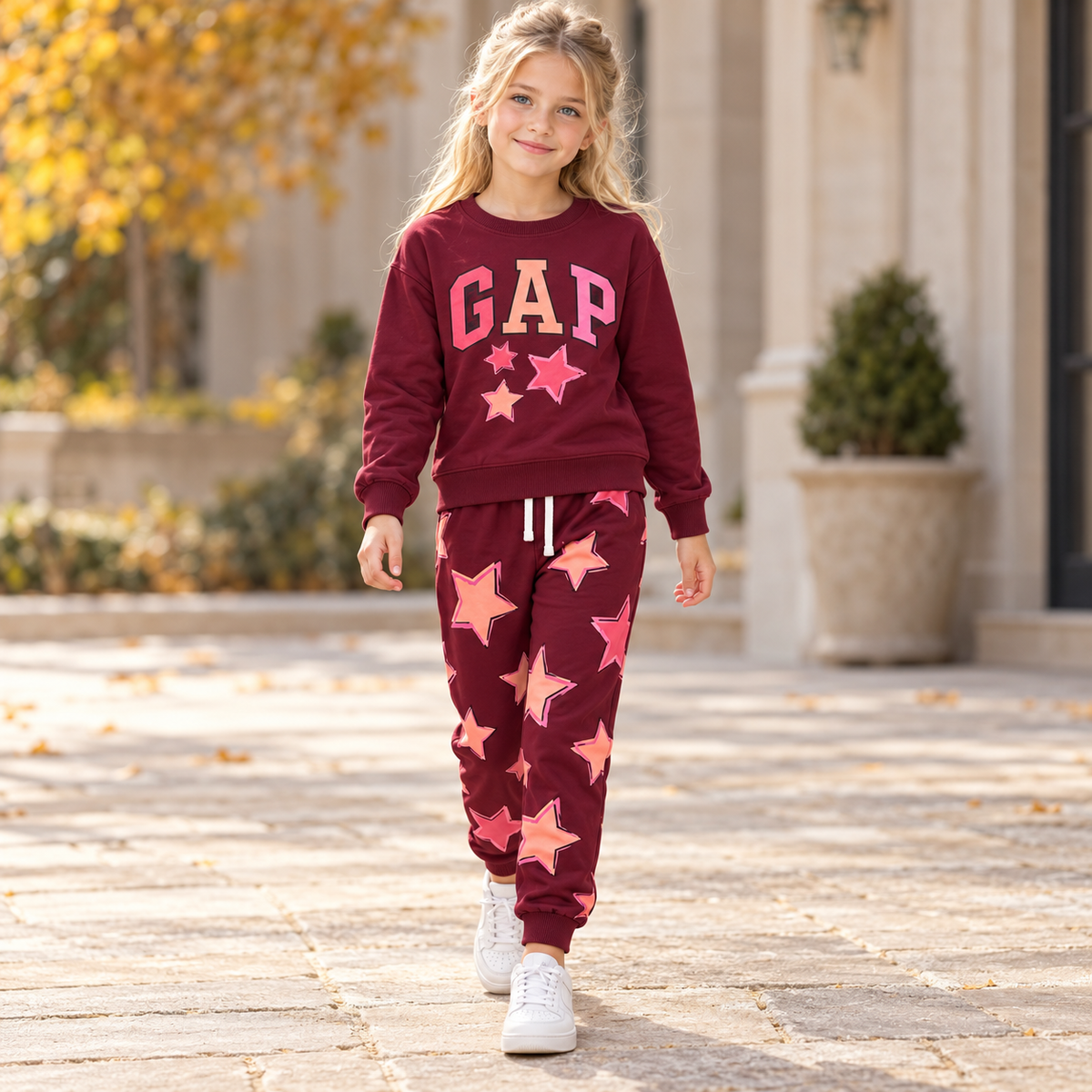 Girls Raspberry Stars Autumn Cotton Set