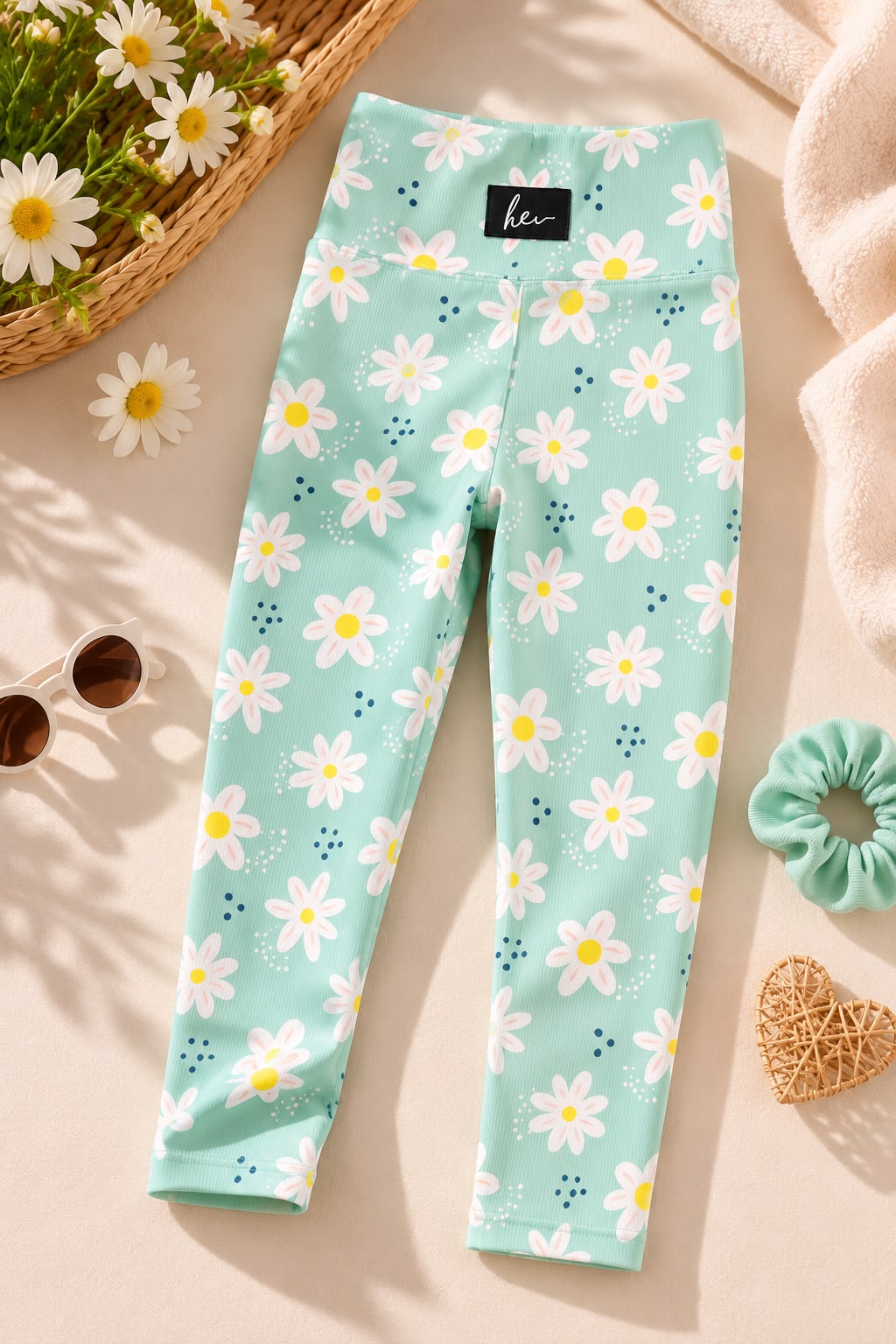 Girls Daisy Rib Leggings