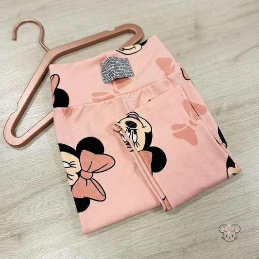Girls Minnie Mouse Print - Blush Leggings