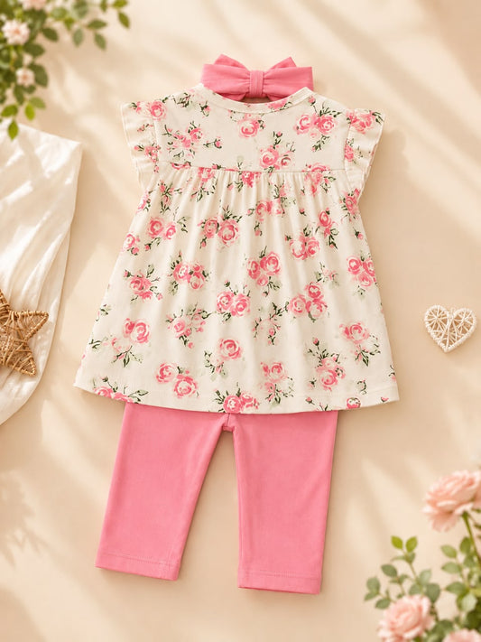 Baby Girl 3-Piece Floral Blush Pink Set
