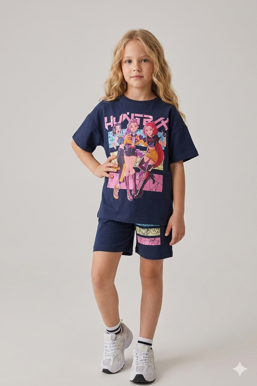 Girls kPop Demon Hunters Print Cotton Set