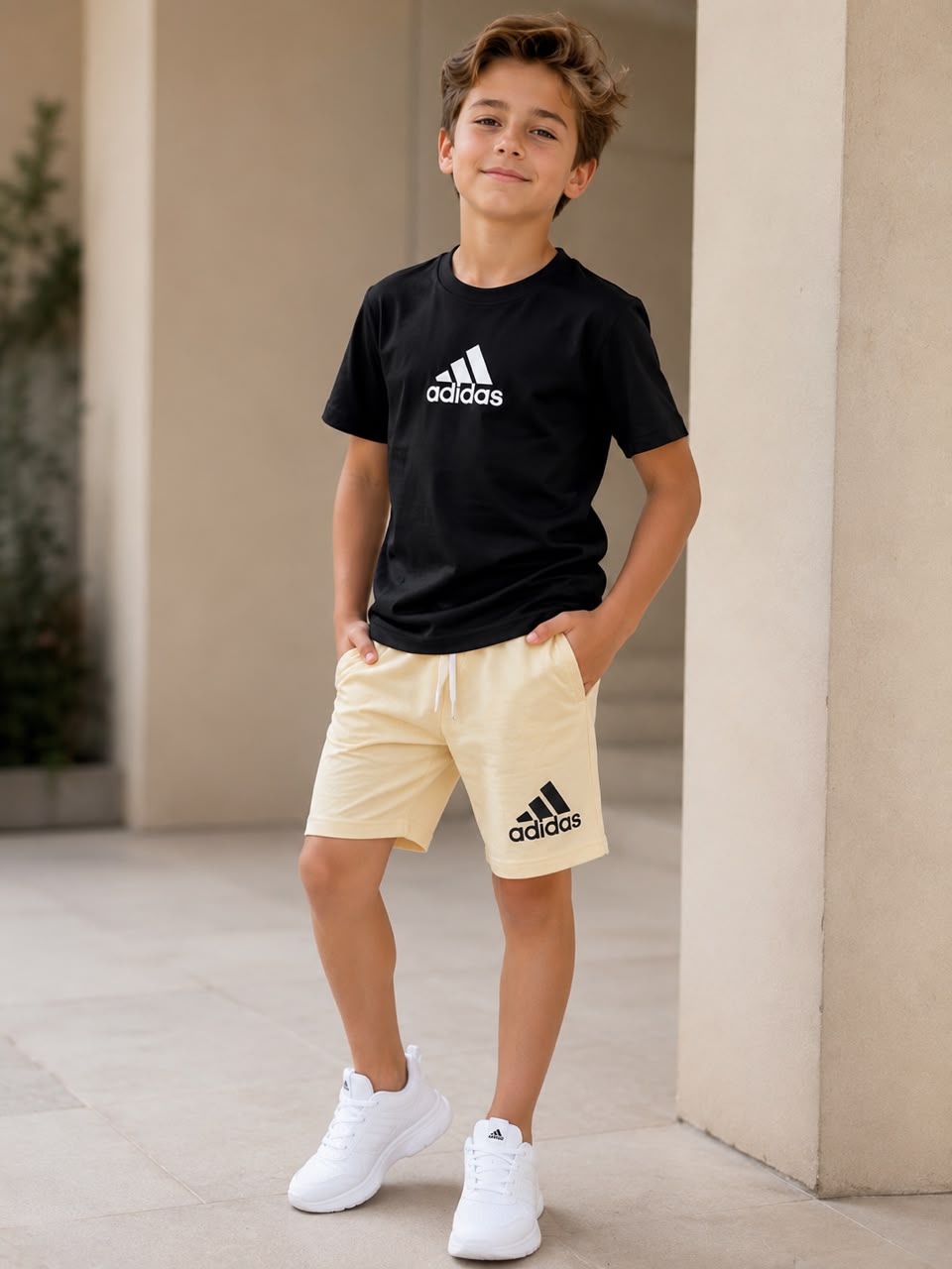 Boys “Adidas Print” Black Cotton Set