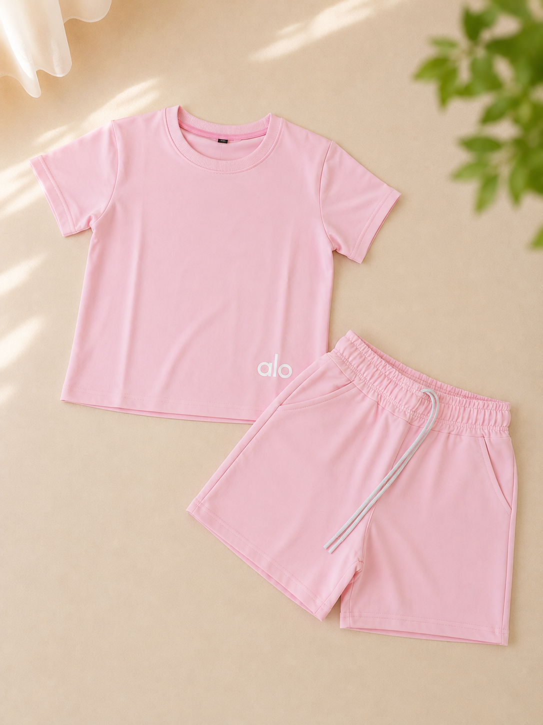 “Alo” Girls Shorts Set - Baby Pink