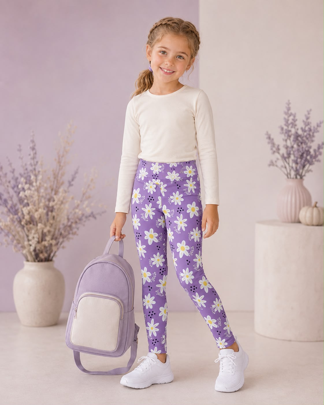 Girls Daisy Lavender Leggings