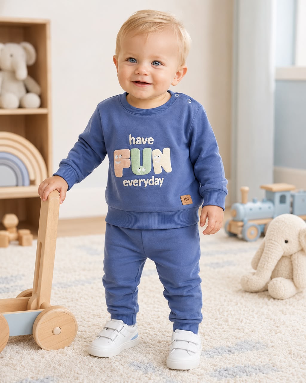 Autumn Cotton Blend Boys Set | Blue