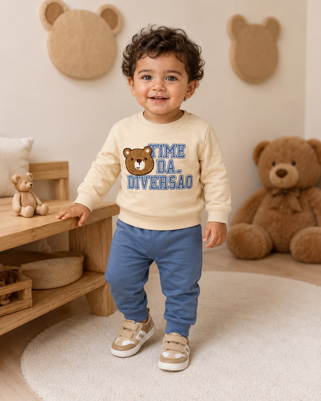 Autumn Cotton Blend Boys Bear Set