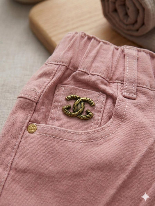 Girls Pink Denim Shorts