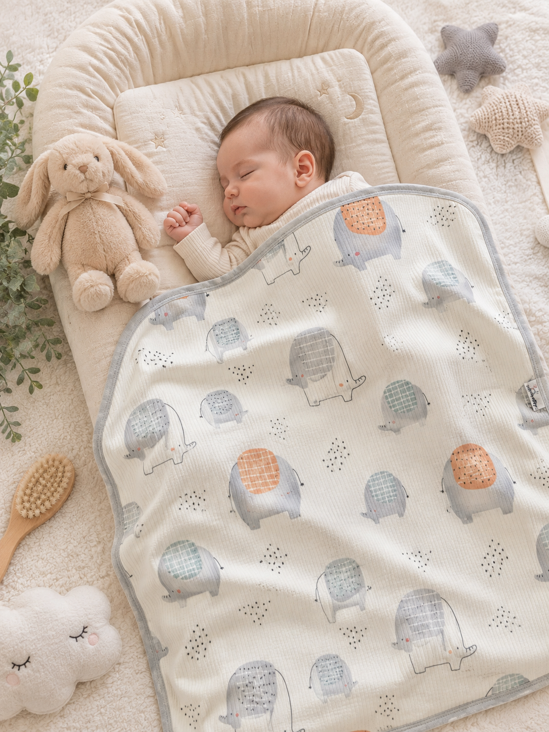 Baby Cotton Blanket | Swaddle Elephant Print