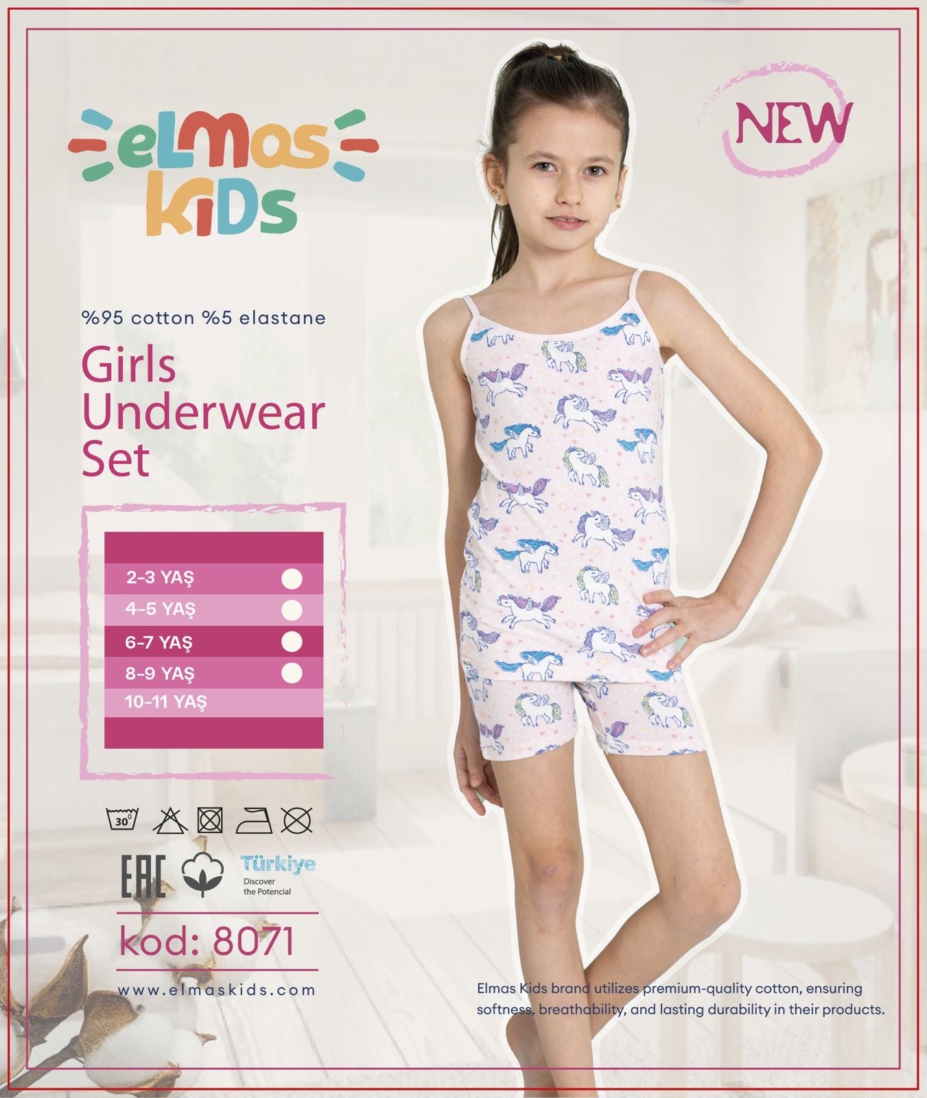 Girls Cotton Underwear Set - Unicorn Print
