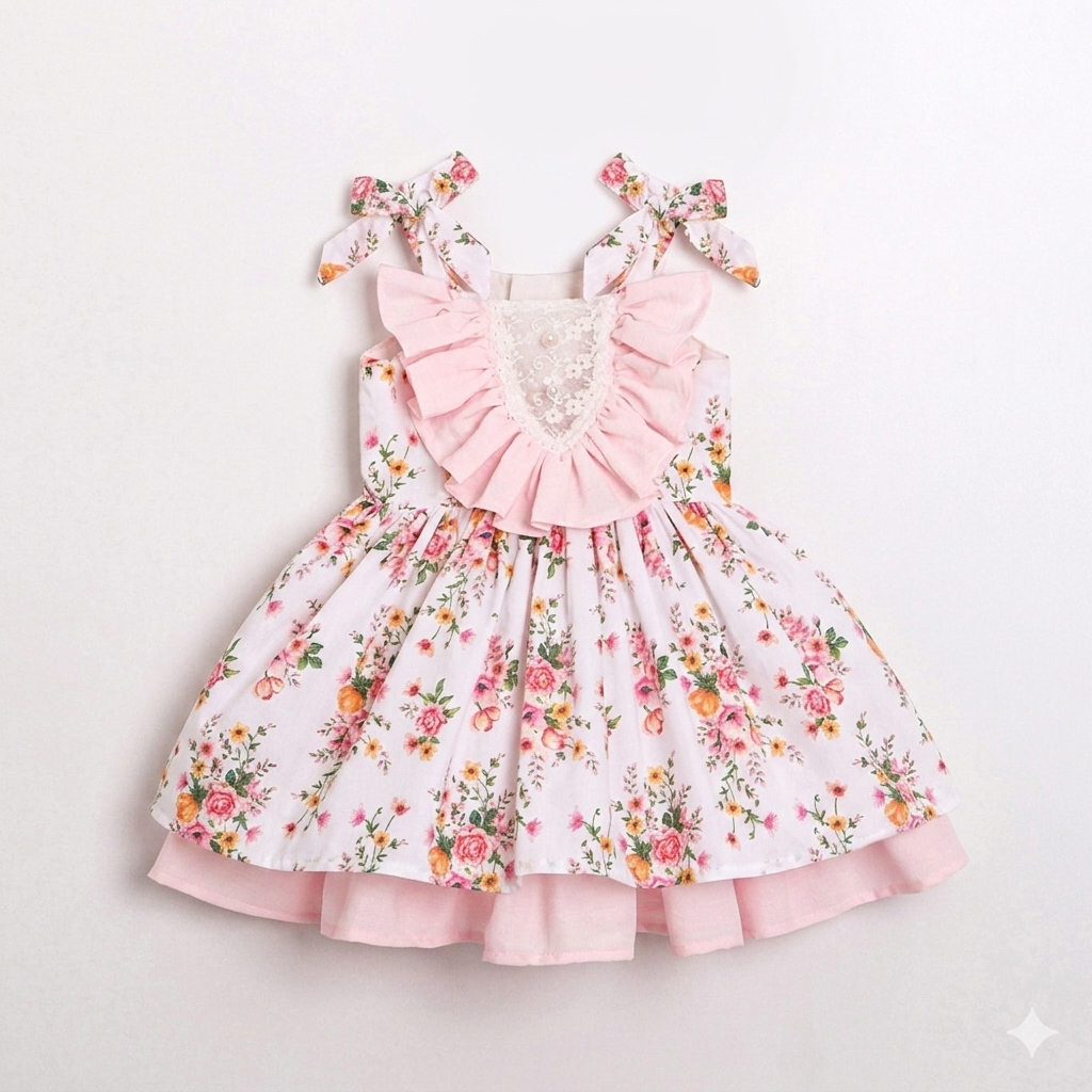 Vintage Floral Pink Dress
