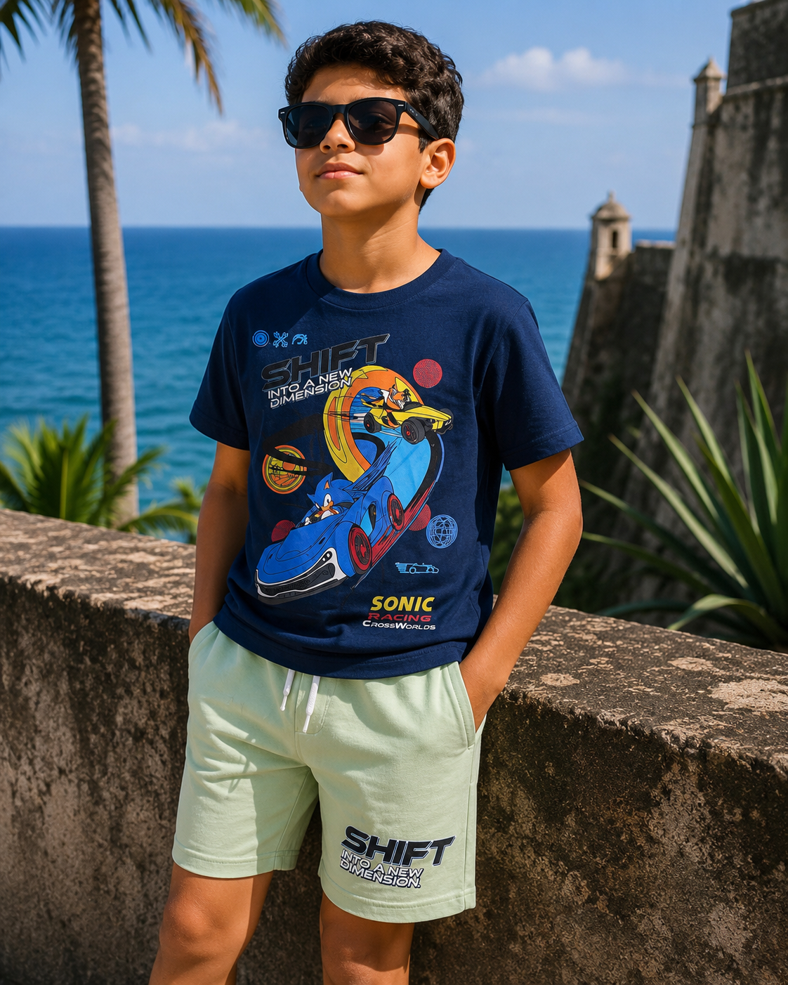 Boys Cotton Sonic Print Set