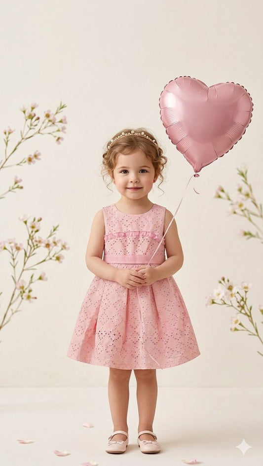 Pink Eyelet Ruffle Dress