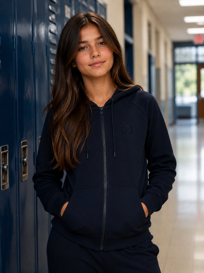 Dark Navy Full Zip Hoodie (Girls| Boys)