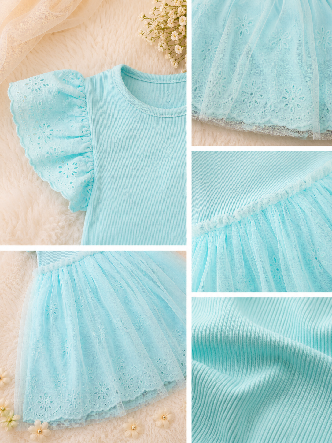 ELSA Embroidery Tulle girls Dress