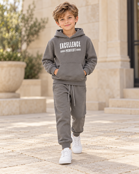 “The Excellence” Boys Grey Fleece Set
