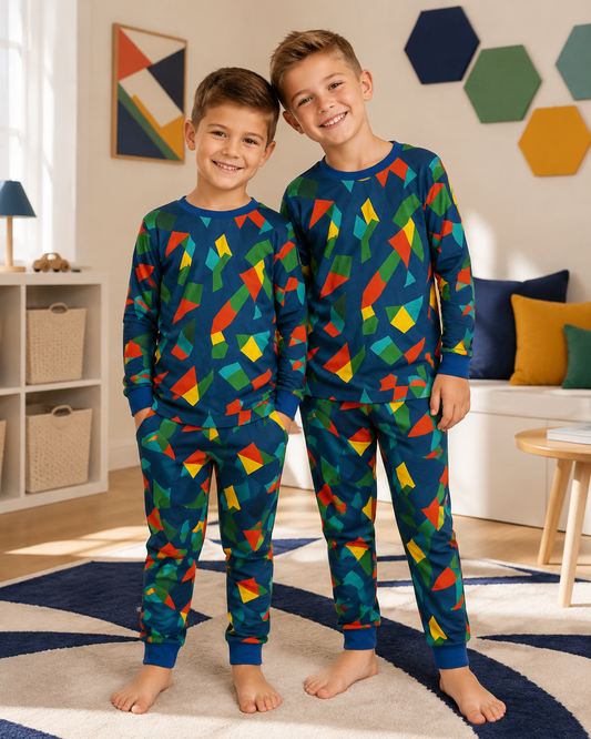 Colored Triangles Boys Cotton Pajamas