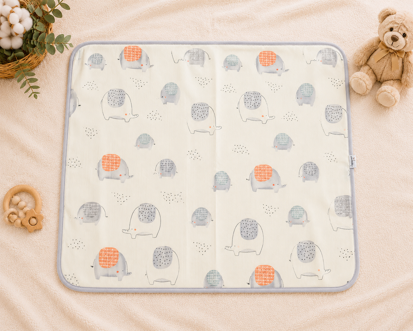 Baby Cotton Blanket | Swaddle Elephant Print