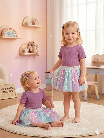 Ombre Sequin Tulle Skirt