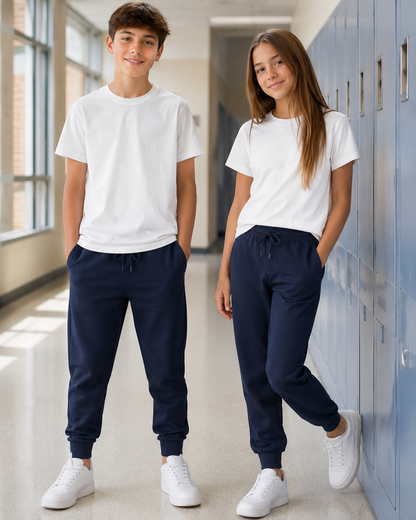Dark Navy Basic Boys| Girls Cotton Joggers - Unisex