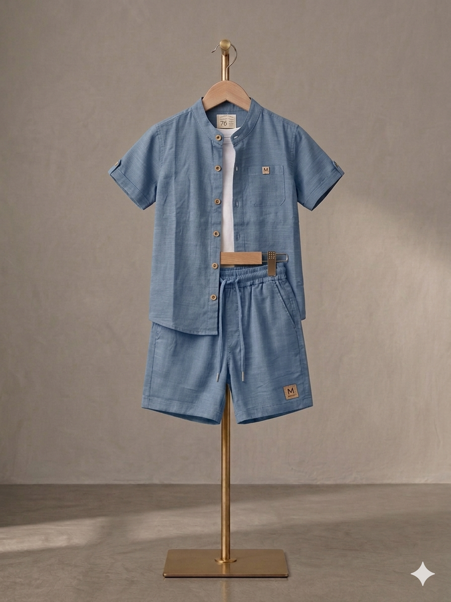 Boys Blue Collar Set - 2 Pieces