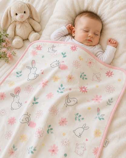 Baby Cotton Blanket | Swaddle Birds Print