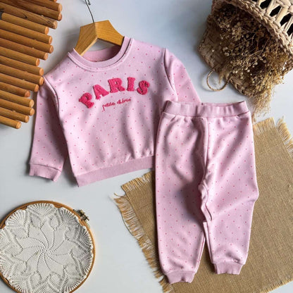 Girls “Paris” Polka Set - Pink