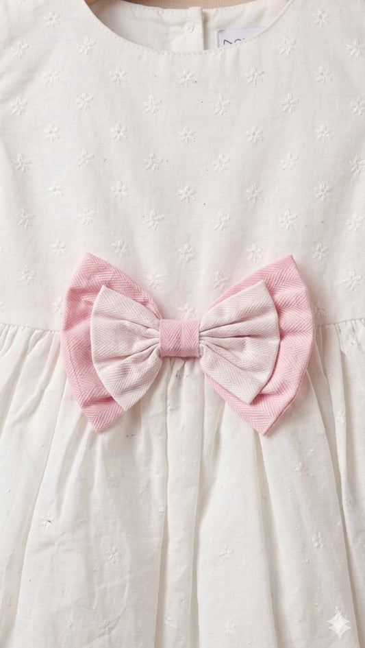 Girls White Bow Dress