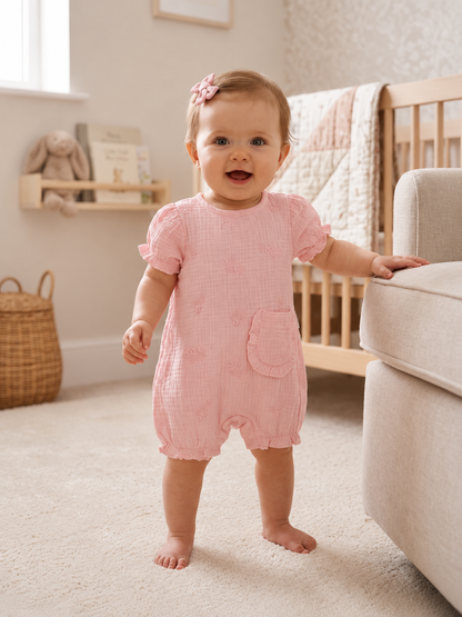 Girls Soft Pink Baby Girl Romper