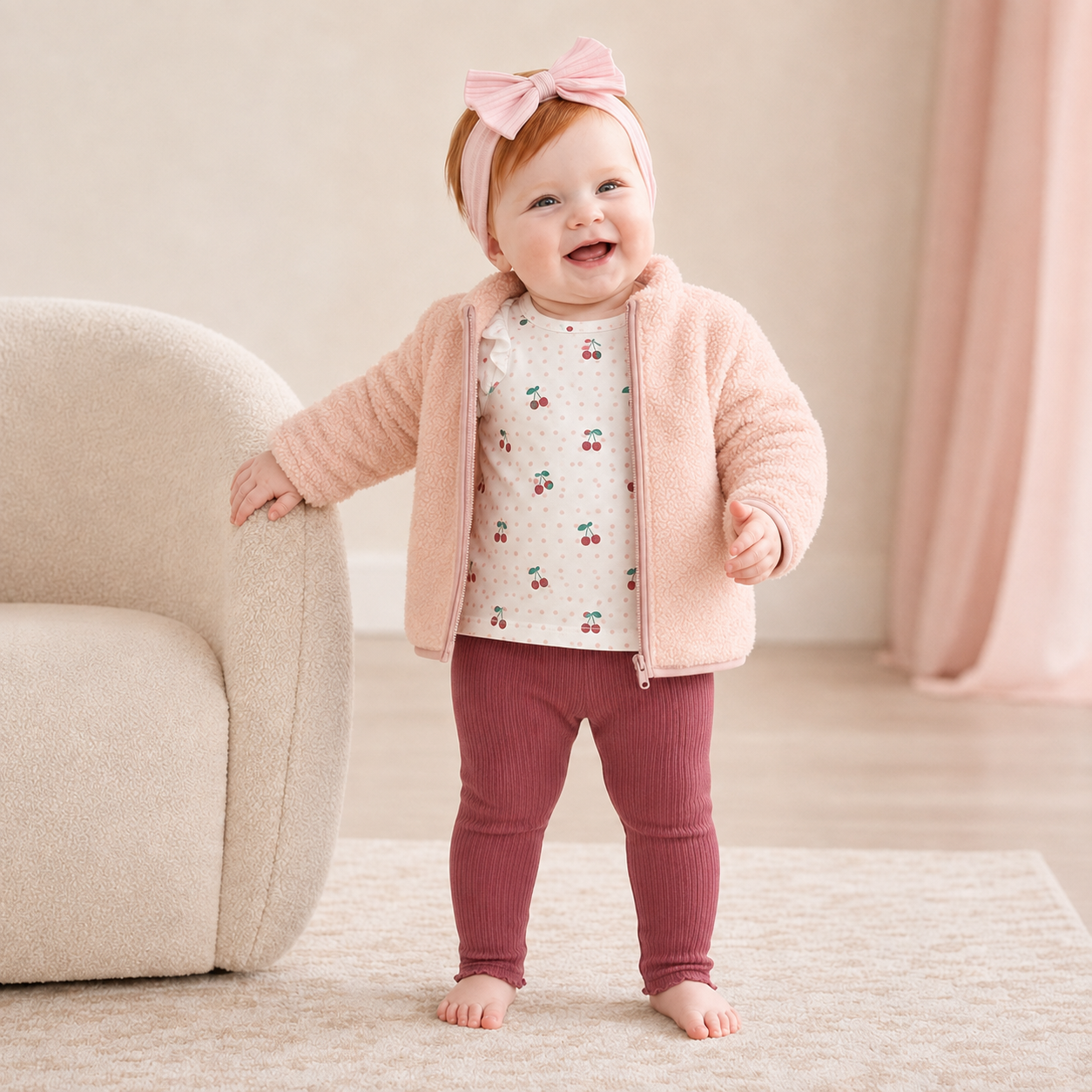 Baby 3-Piece Outfit Set | Pink Sherpa |Girls