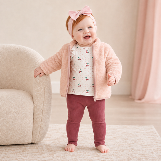 Baby 3-Piece Outfit Set | Pink Sherpa |Girls