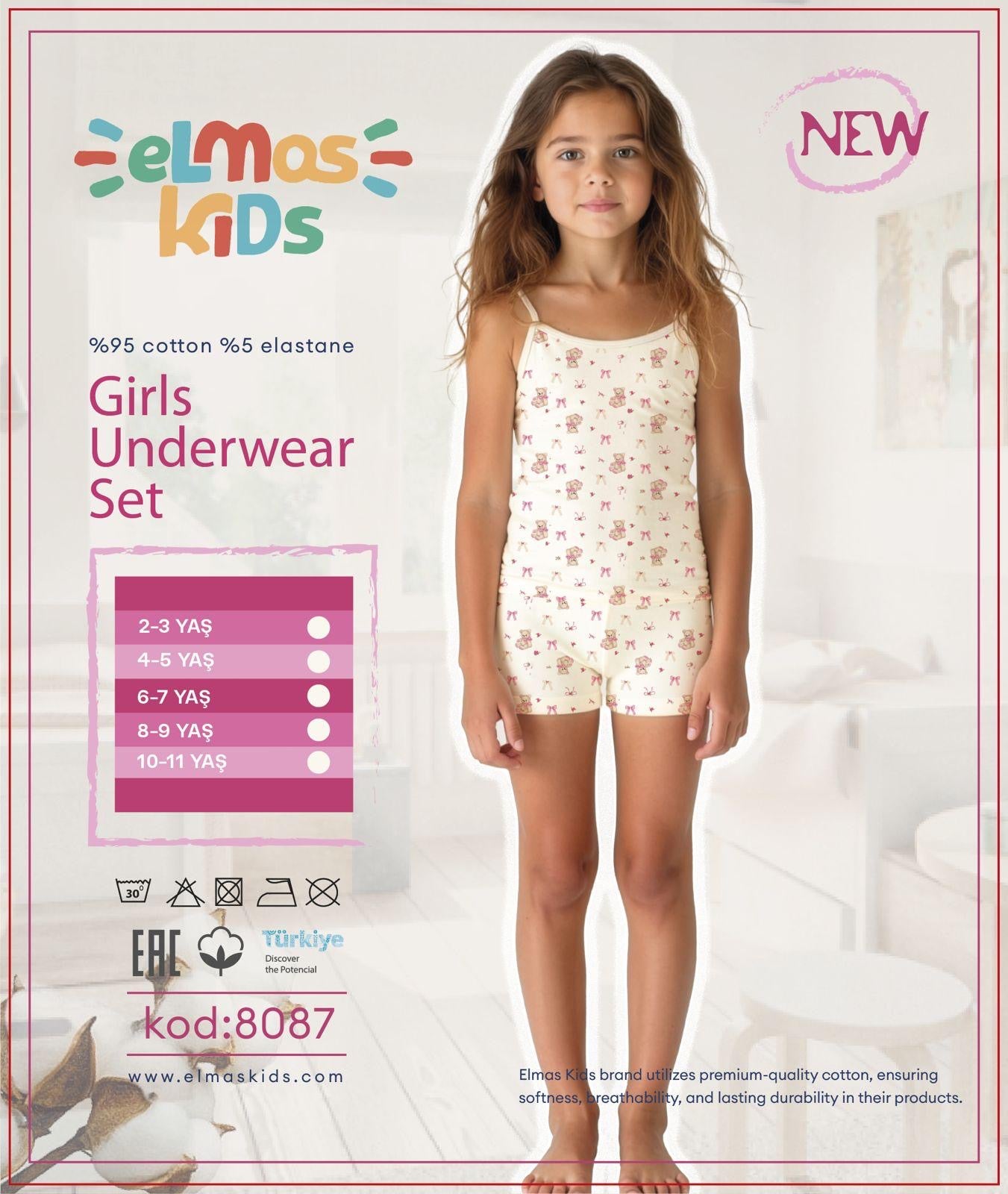 Girls Cotton Underwear Set - Bear Print
