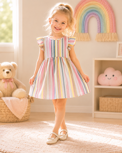 Flutter Rainbow Girls Dress