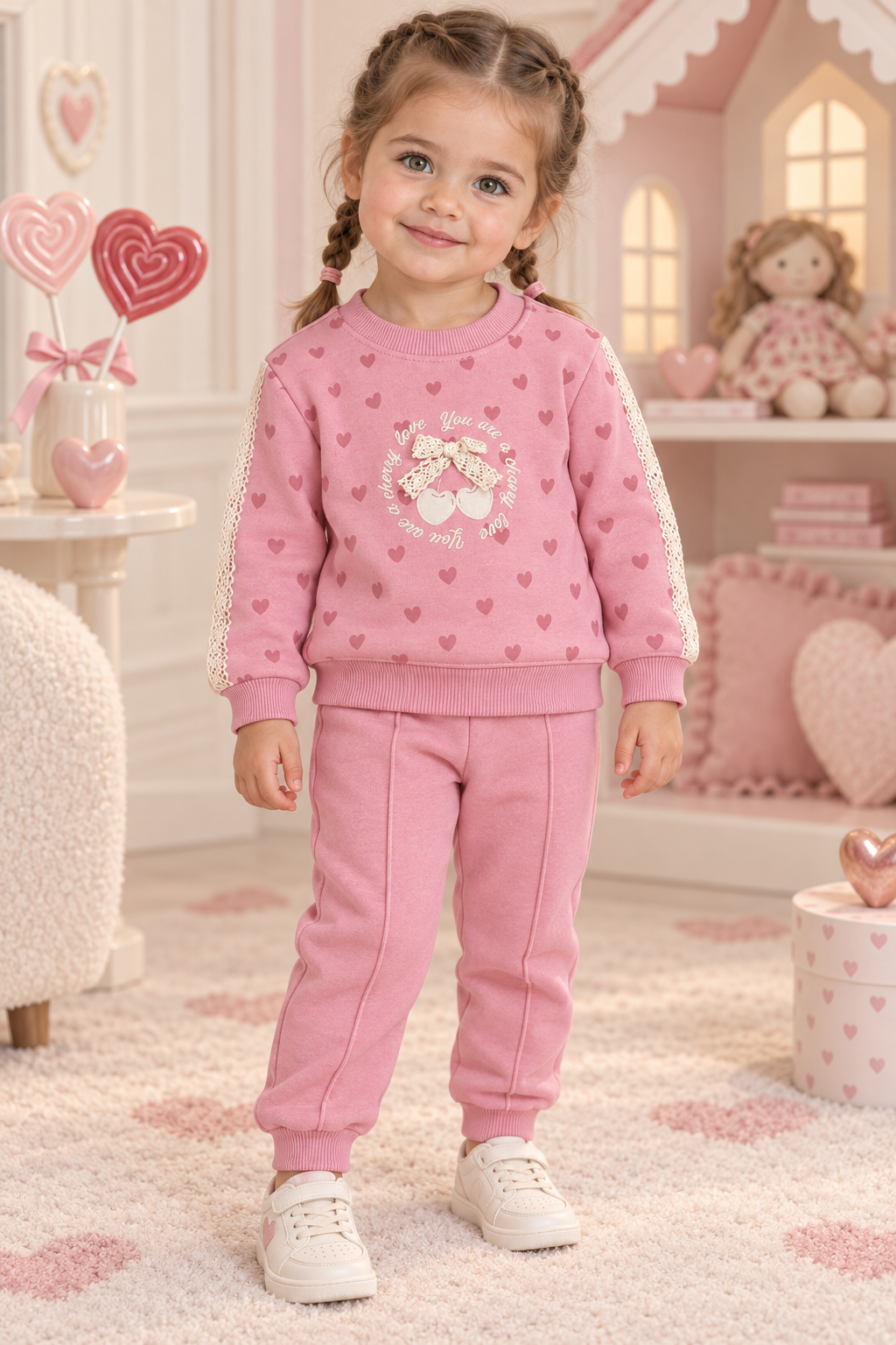 Girls Cherry Love Fleece Set
