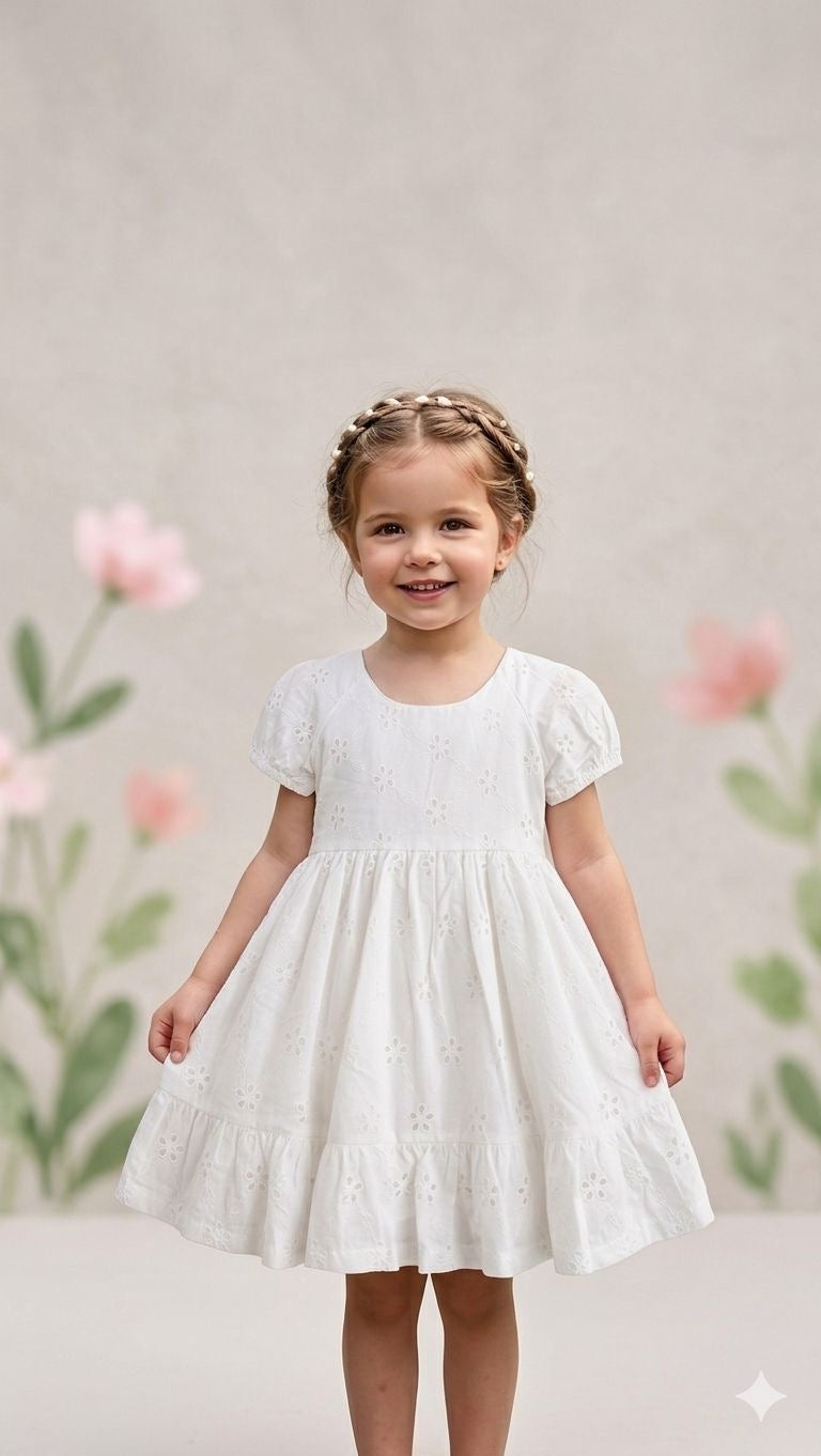 White Floral Eyelet Dress