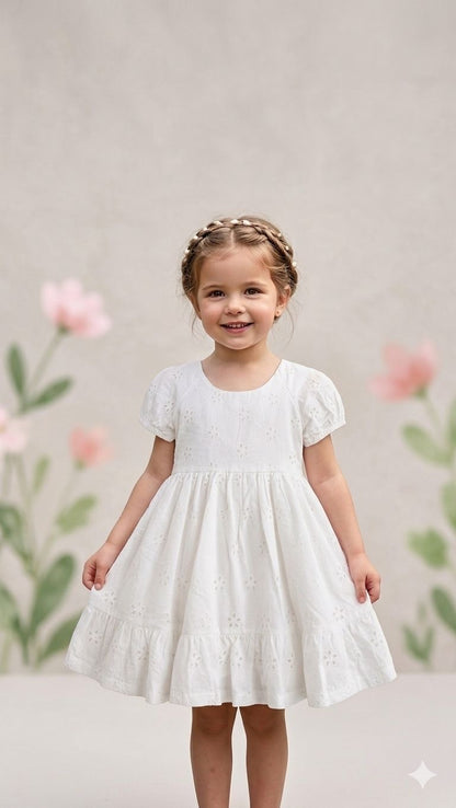 White Floral Eyelet Dress