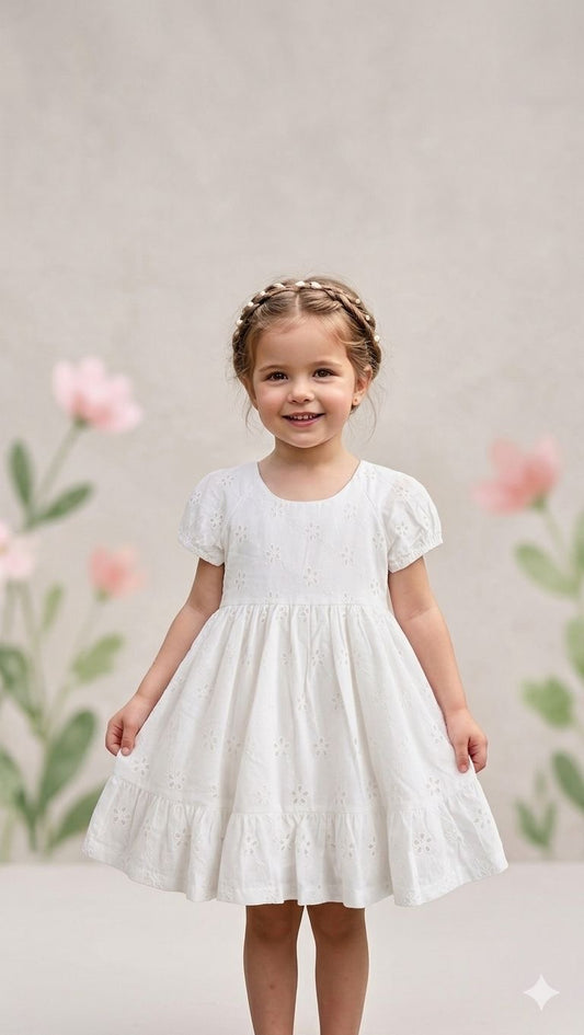 White Floral Eyelet Dress