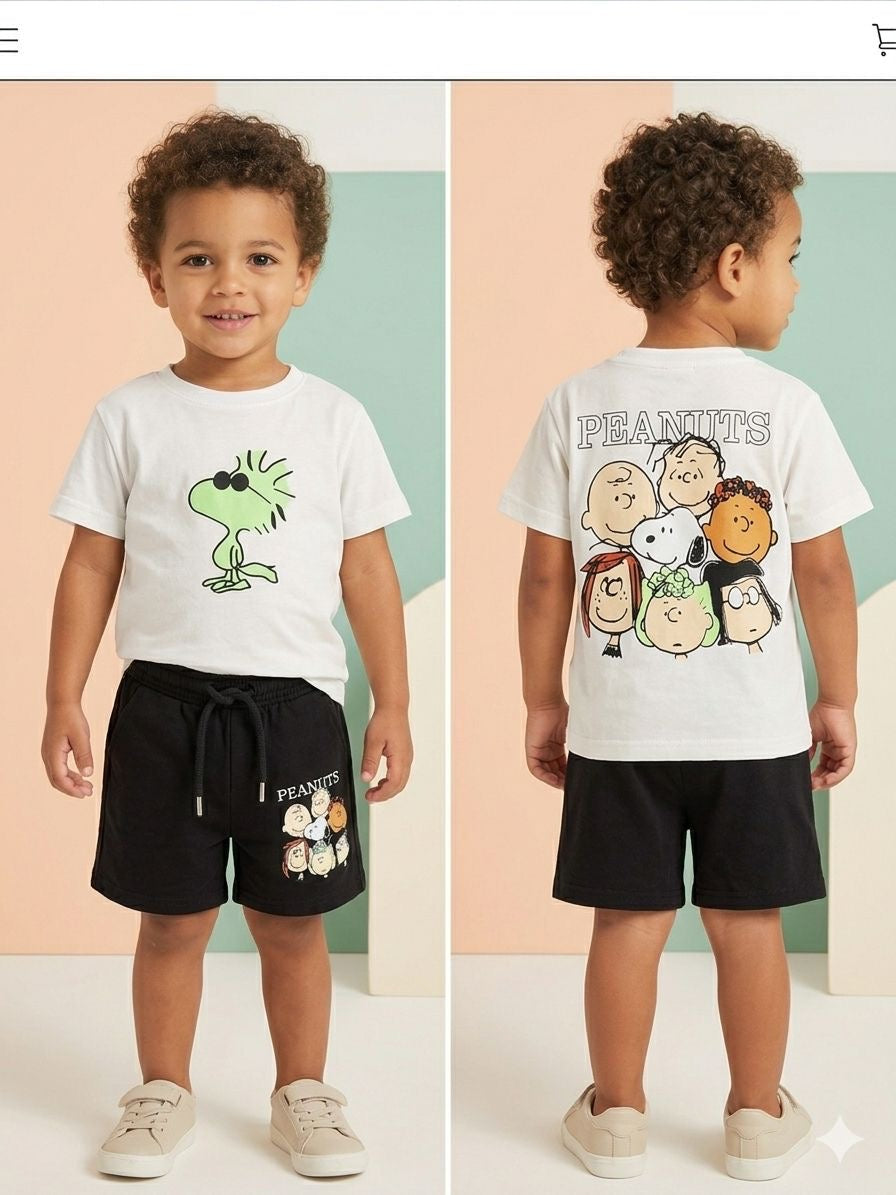 Boys Peanuts Woodstock T-Shirt & Black Shorts Set