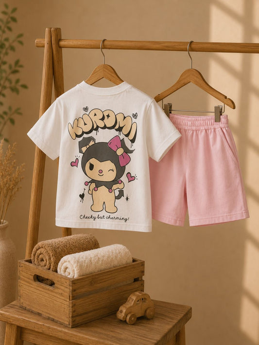 Girls BalloonPrint Cotton T-Shirt & Shorts Set – Kids